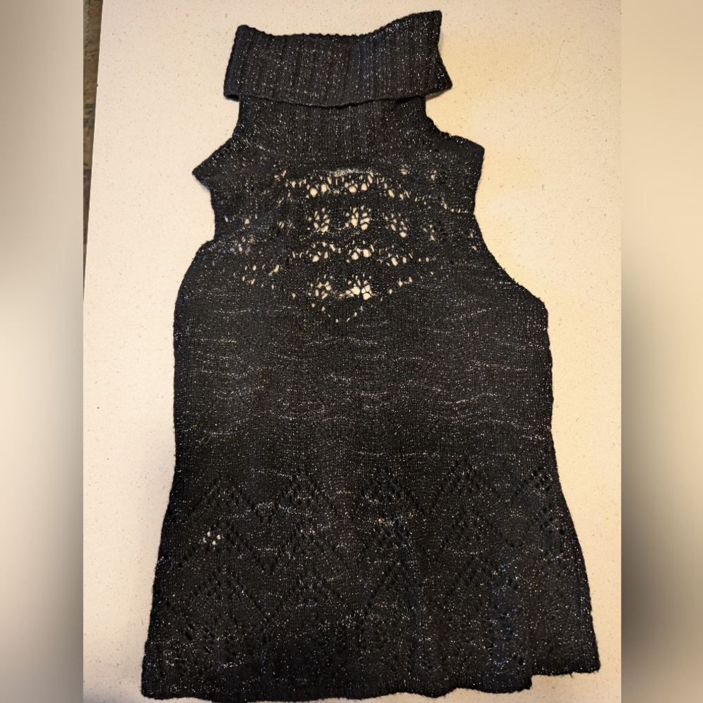 Express Black Sparkle Sleeveless Turtleneck Top